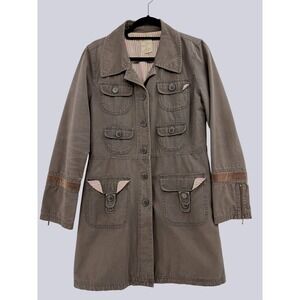 Tulle Y2K Utility Jacket Size XL Brown Lightweight Cotton